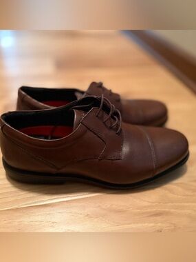 Men's Rockport Style Leader 2 Brown Leather Oxford Dress Shoes